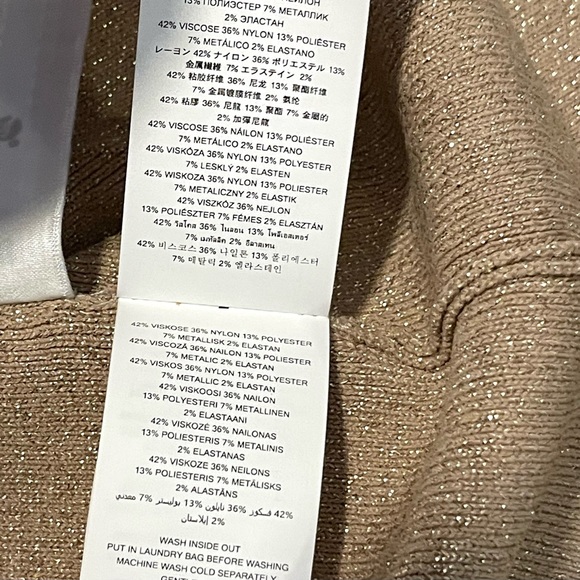 NWT Michael Kors Formfitting Long Sleeved Gold Y2K Knit Midi Dress, size Small - Picture 15 of 16